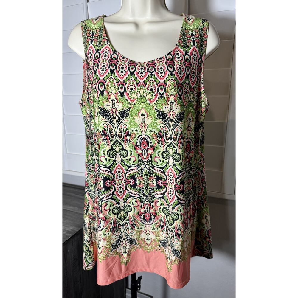 Sunny Leigh Large Tank Paisley Boho‎ Chic Vintage-inspired Summer Tank Geometric